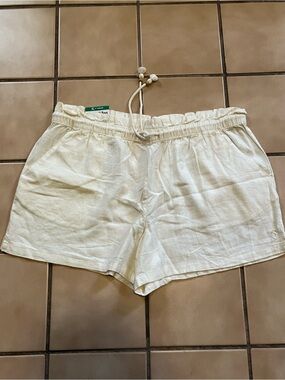 Hang Ten Women's Cream High-Waist Drawstring Linen Shorts